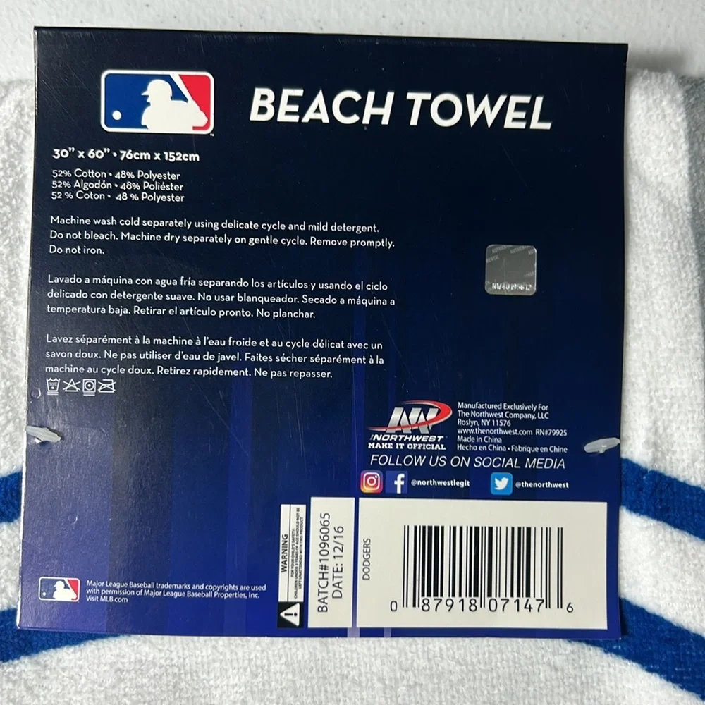 MLB Dodgers Beach Towel